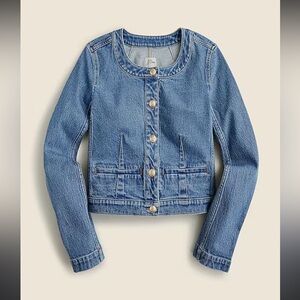 J. Crew Light Blue Denim Jacket Gold Accents Louisa Lady Jacket Denim 14 new